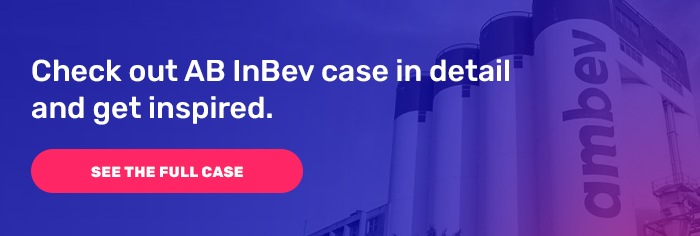 Image with link to the AB InBev case study. Image text: Check out the details of the AB InBev case study results and get inspired. 